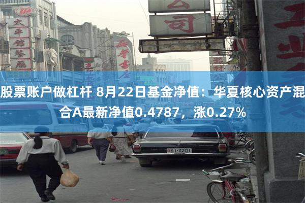 股票账户做杠杆 8月22日基金净值：华夏核心资产混合A最新净值0.4787，涨0.27%