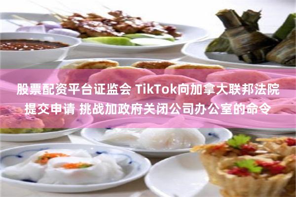 股票配资平台证监会 TikTok向加拿大联邦法院提交申请 挑战加政府关闭公司办公室的命令